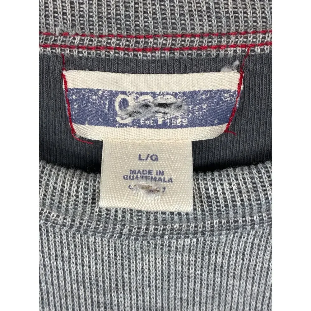 GAP Gray Waffle Knit Thermal Crewneck Shirt Men's Large Long Sleeve